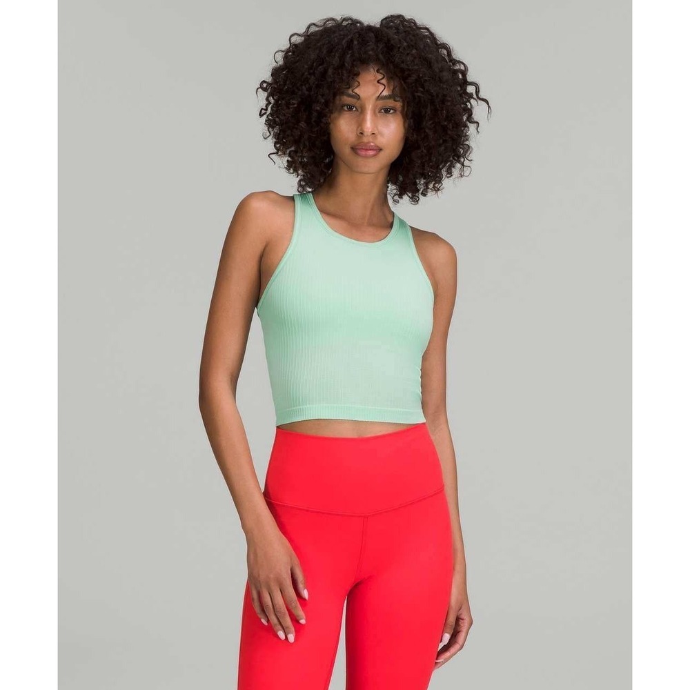 Lululemon Ebb to Street Racerback Cropped Tank Top 6 Mint LW1CJUS New